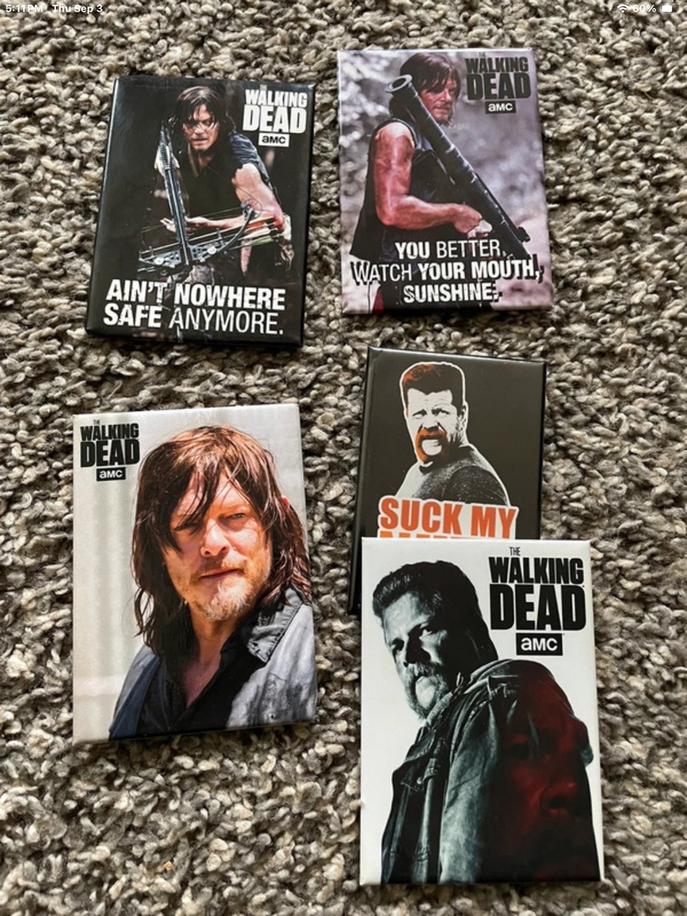 The Walking Dead Magnet Set - Daryl & Characters (Black/White/Brown)